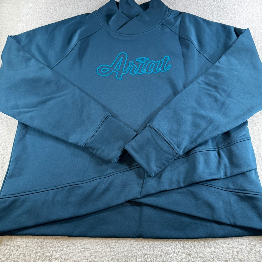 Ariat Tek Women's XL Mock Neck Pullover Sweatshirt Blue Thermal Western Clean